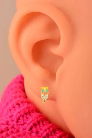 Cebeci 14 Ayar Çocuk Kelebekli Altın Küpe