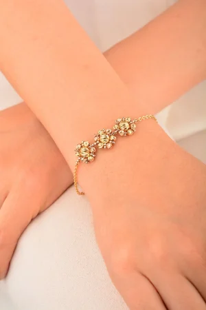 Cebeci 14 Ayar Dorika Çiçekli Altın Bileklik