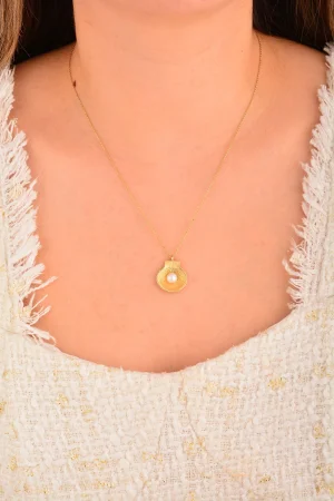 Cebeci 14 Ayar İncili Deniz Kabuğu Altın Kolye