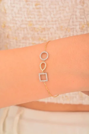 Cebeci 14 Ayar Taşlı Altın Şekilli Bileklik