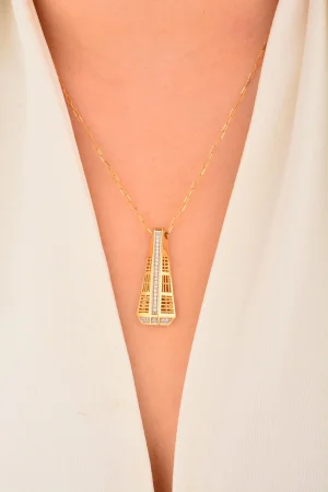 Cebeci 14 Ayar Taşlı Tasarım Altın Kolye