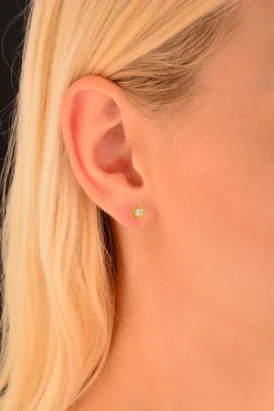 Cebeci 14 Ayar Tektaşlı Altın Model Küpe