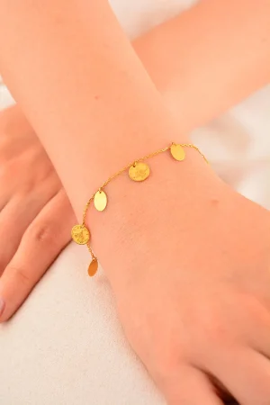 Cebeci 14 Ayar Tuğralı Sıralı Altın Bileklik