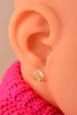 Cebeci 14 Ayar Turuncu Kalpli Çocuk Küpe