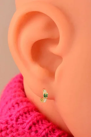 Cebeci 14 Ayar Yeşil Kelebekli Çocuk Altın Küpe