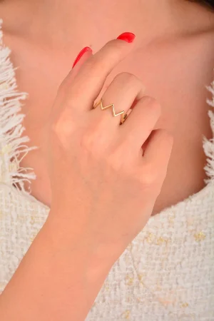 Cebeci 14 Ayar Zikzak Altın Yüzük