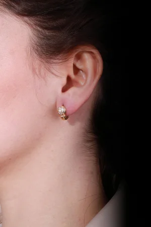 Cebeci 14 Ayar Taşlı Top Altın Küpe