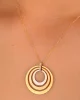 3 Renk İç İçe Daireler Altın Kolye