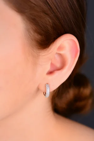 14 Ayar Taşlı Halka Altın Küpe