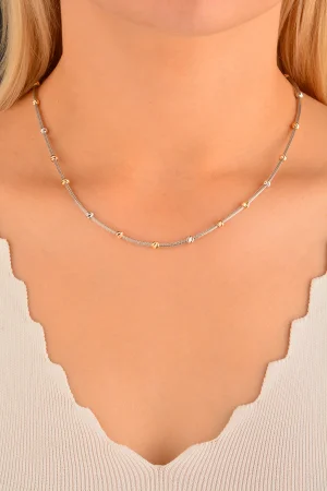 Cebeci 14 Ayar Beyaz Altın Renkli Dorikalı Altın Kolye