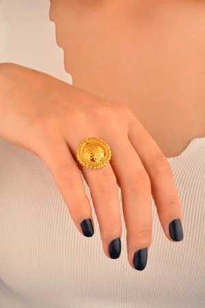 Cebeci 22 Ayar Dorikalı Tuğralı Altın Yüzük