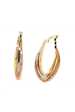 Cebeci 14 Ayar  Sarmal Oval Altın Küpe