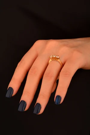 3 Taş Altın Yüzük