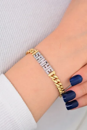 Cebeci 14 Ayar Taşlı İsimli Altın Bileklik