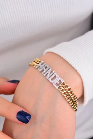 Cebeci 14 Ayar Taşlı İsimli Altın Bileklik