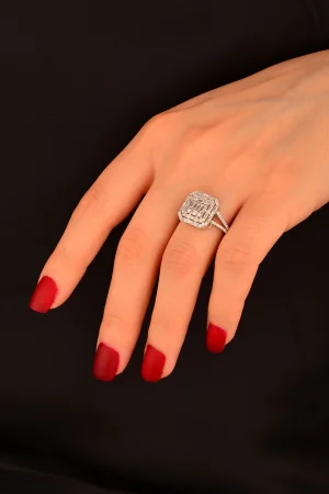 Beyaz Altın Baget Taşlı Yüzük