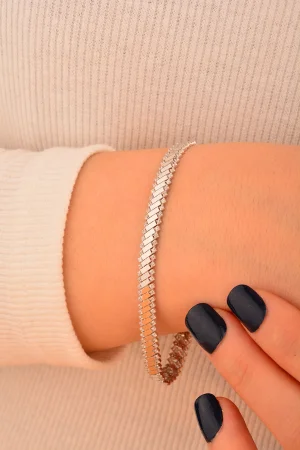 Cebeci 14 Ayar Beyaz Altın Bileklik