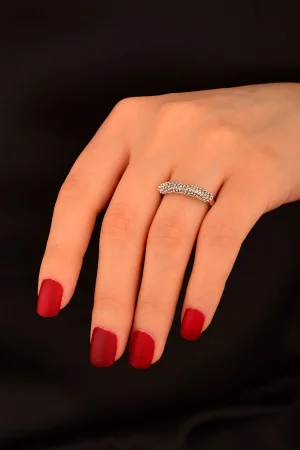 Cebeci 14 Ayar Beyaz Altın  Boncuk Yüzük