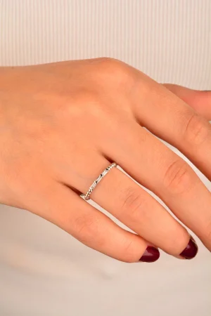 Cebeci 14 Ayar Beyaz Altın Yüzük