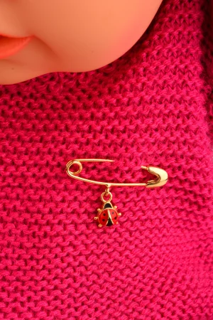 Cebeci 14 Ayar Bebek Uğur Böcekli Altın İğne