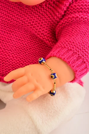 Cebeci 14 Ayar Çocuk Nazar Boncuklu Altın Bileklik