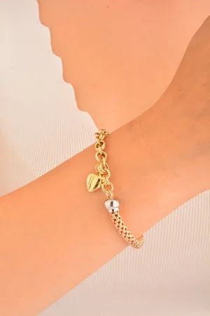 Cebeci 14 Ayar Altın Kalpli Bileklik