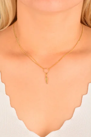 Cebeci 14 Ayar Yapraklı Altın Kolye