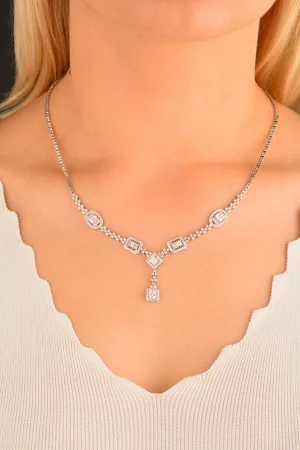 Cebeci 14 Ayar Baget Taşlı Beyaz Altın Gerdanlık