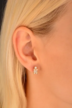 Cebeci 14 Ayar Bagetli Altın Küpe