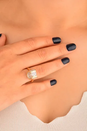 Cebeci 14 Ayar Geometrik Altın Yüzük