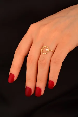 Cebeci 14 Ayar İncili Altın Yüzük