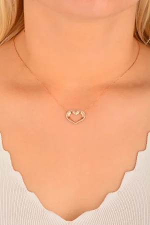 Cebeci 14 Ayar Kalpli Rose Altın Kolye