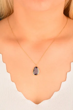 Cebeci 14 Ayar Mor Taşlı Altın Kolye