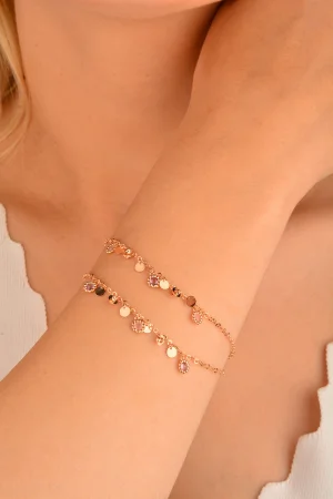 Cebeci 14 Ayar Pullu Rose Altın Bileklik
