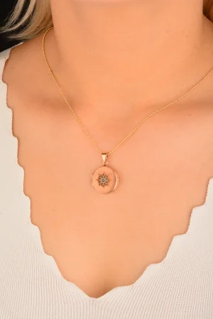 Cebeci 14 Ayar Rose Çerçeveli Kolye Ucu