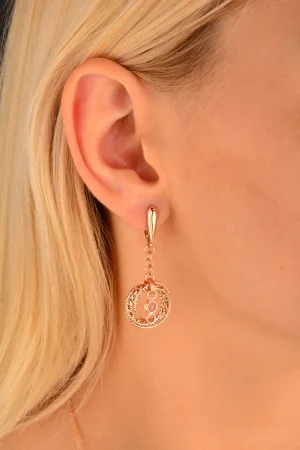 Cebeci 14 Ayar Rose Dorikalı Altın Küpe