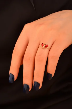 Cebeci 14 Ayar Rose Uğur Böceği Yüzük