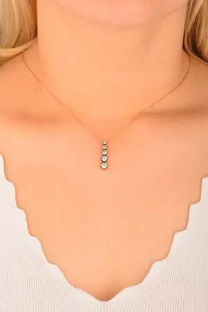 Cebeci 14 Ayar Sıra Taşlı Rose Altın Kolye
