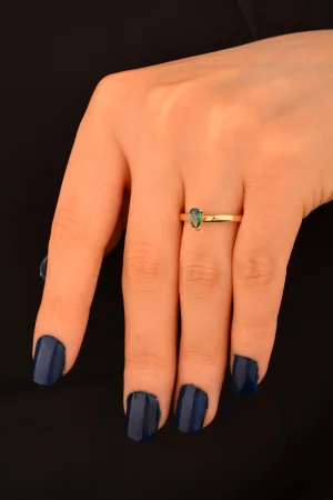 Cebeci 14 Ayar Yeşil Taşlı Yüzük
