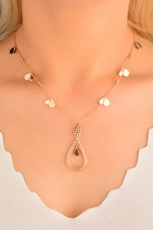 Cebeci 14 Ayar Rose Dorika Su Damlası Altın Kolye