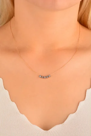 Cebeci 14 Ayar Sıra Taşlı Rose Altın Kolye