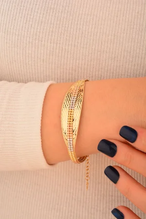 Cebeci 14 Ayar Çok Renkli Dorika Altın Bilezik