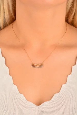 Cebeci 14 Ayar Taşlı Sarkan Altın Kolye