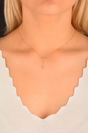 Cebeci 14 Ayar Dorika Taşlı Altın Kolye