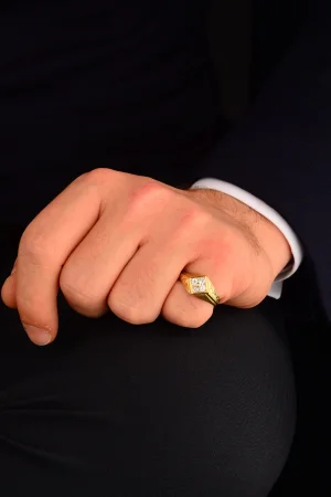 Erkek Taşlı Altın Yüzük