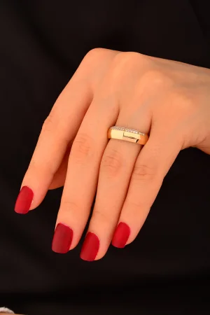 Cebeci 14 Ayar Geometrik Altın Yüzük