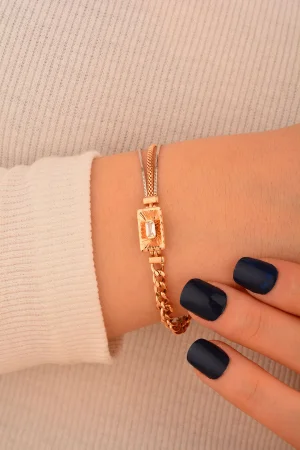 Cebeci 14 Ayar Renkli Taşlı Altın Bileklik