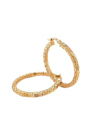 İşlemeli Halka Altın Küpe