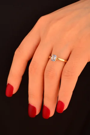 Cebeci 14 Ayar Mavi Taşlı Altın Yüzük