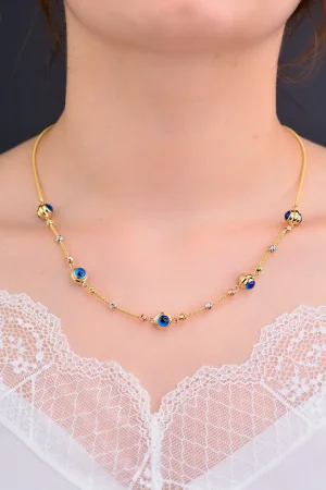 Nazar Boncuklu Altın Kolye